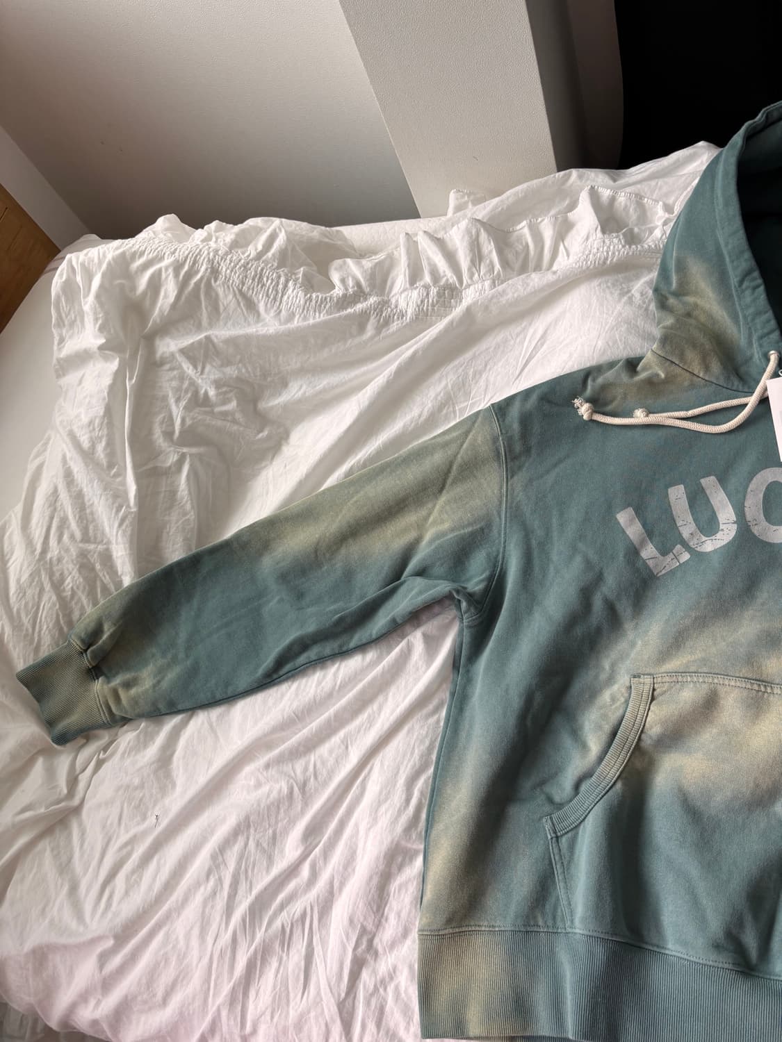 Vintage Hoodie 워시드 그린 L 선페이드 워싱 헤비웨이트 후드 상품이미지3