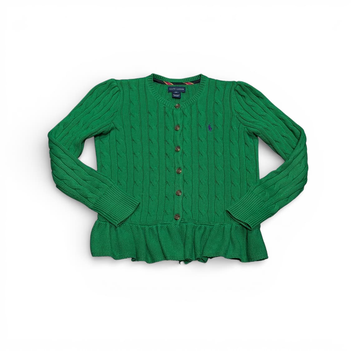 6X 폴로 랄프로렌 키즈 그린 꽈배기 가디건 상품이미지1