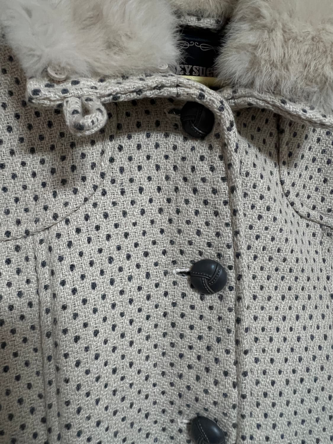 도트 퍼카라 울 코트 상품이미지4