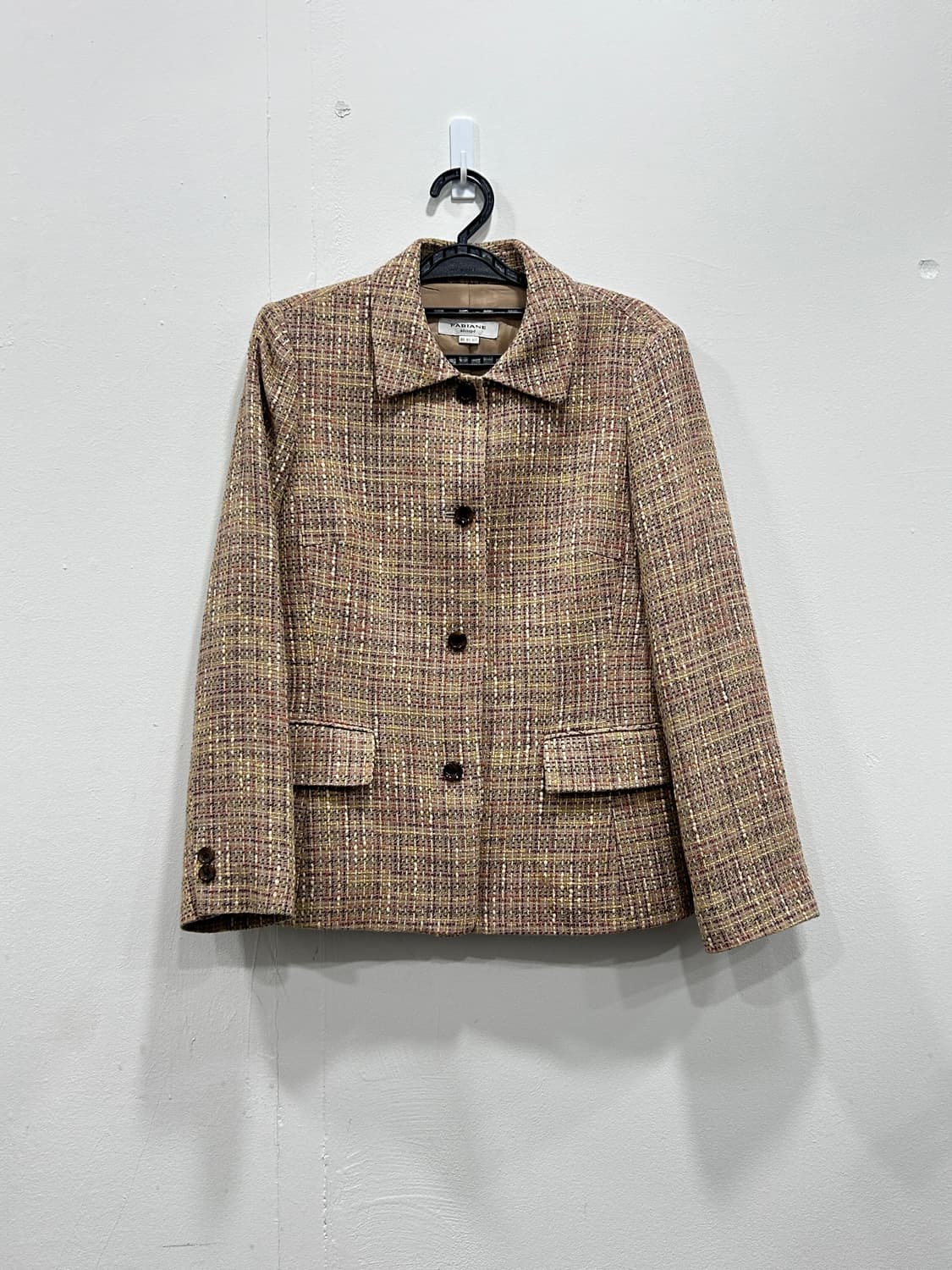 새상품급 파비안 울 트위드자켓 55 베이지 상품이미지5