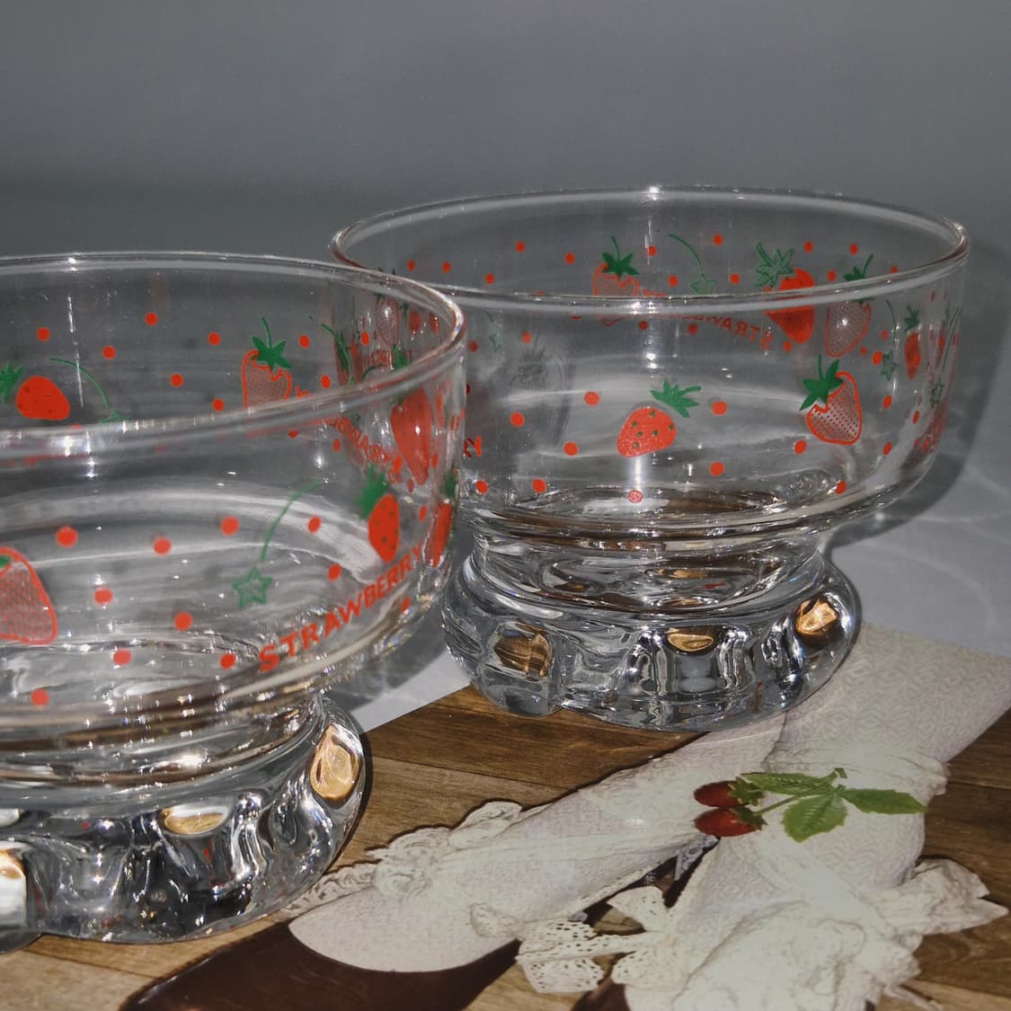 80s 아데리아 레트로 딸기 스타 디저트 잔 1p 상품이미지6