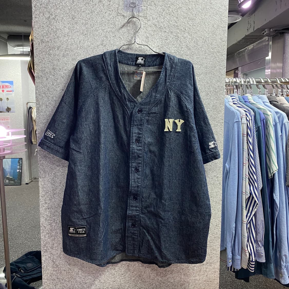 스타터 X 필드플란넬 인디고 블루 데님 베이스볼 자켓  B4529 상품이미지3