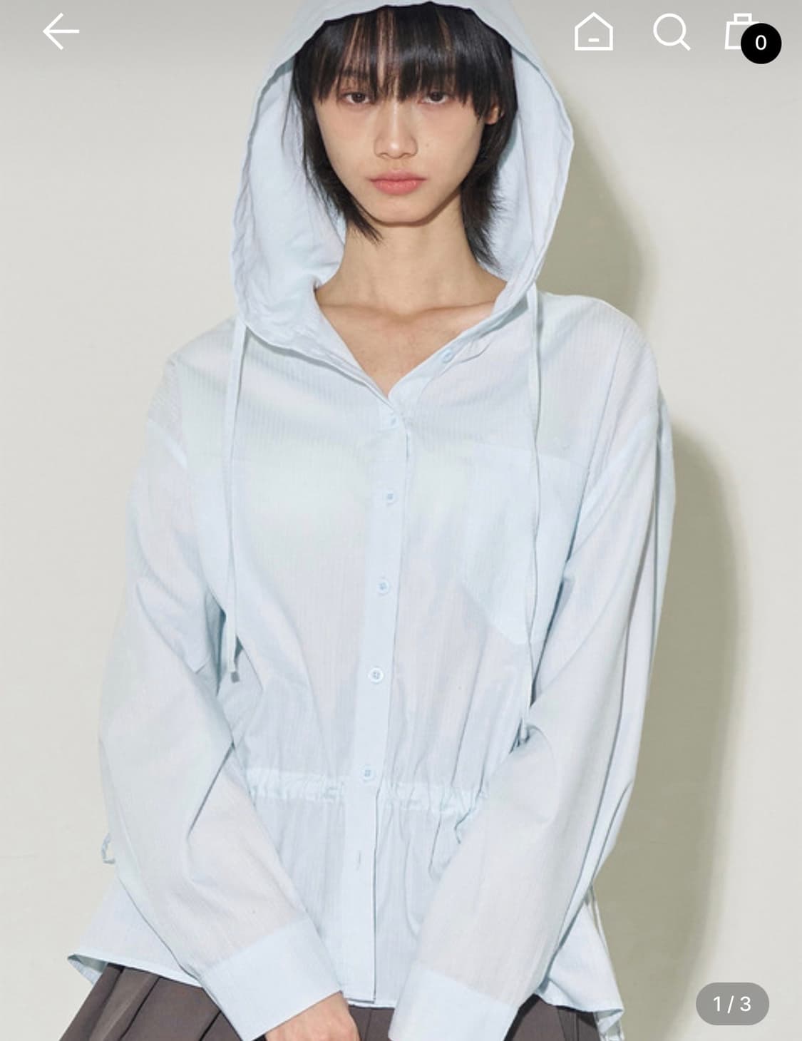 (1회착)일리고 스트라이프 후디 셔츠 블루 상품이미지1