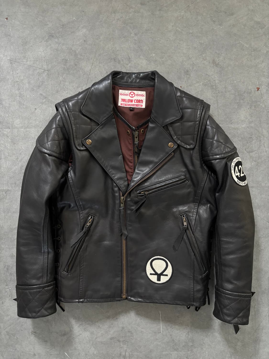 Yellow Corn 옐로우콘 컨버터블 레더 자켓 상품이미지1