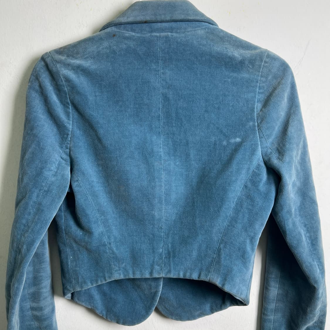 발렌시아가 빈티지 블루 벨벳 크롭 자켓 38 상품이미지5