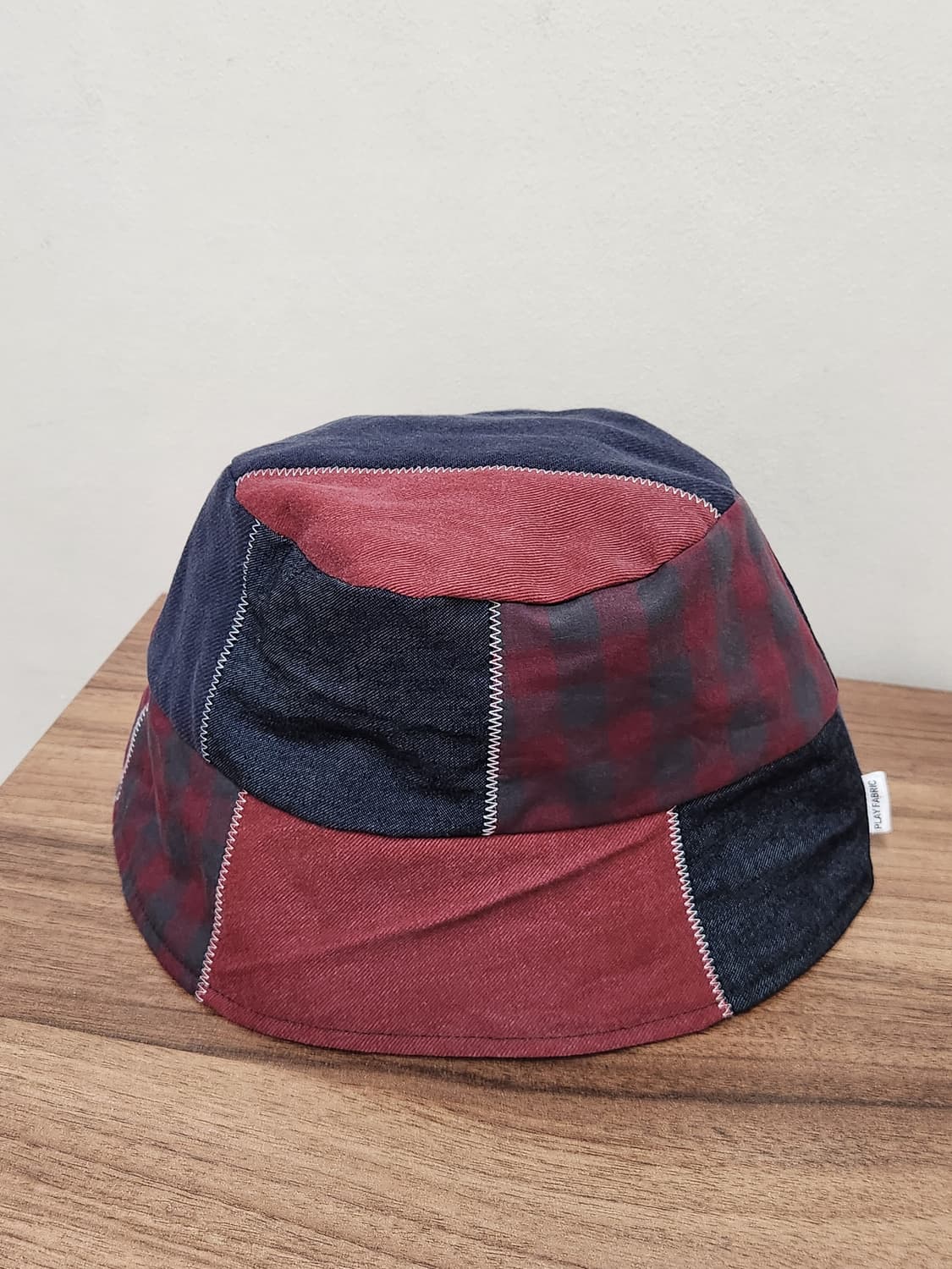 (no.6) 리버시블 패치워크 버킷햇 Navy&Burgundy Mix 상품이미지1