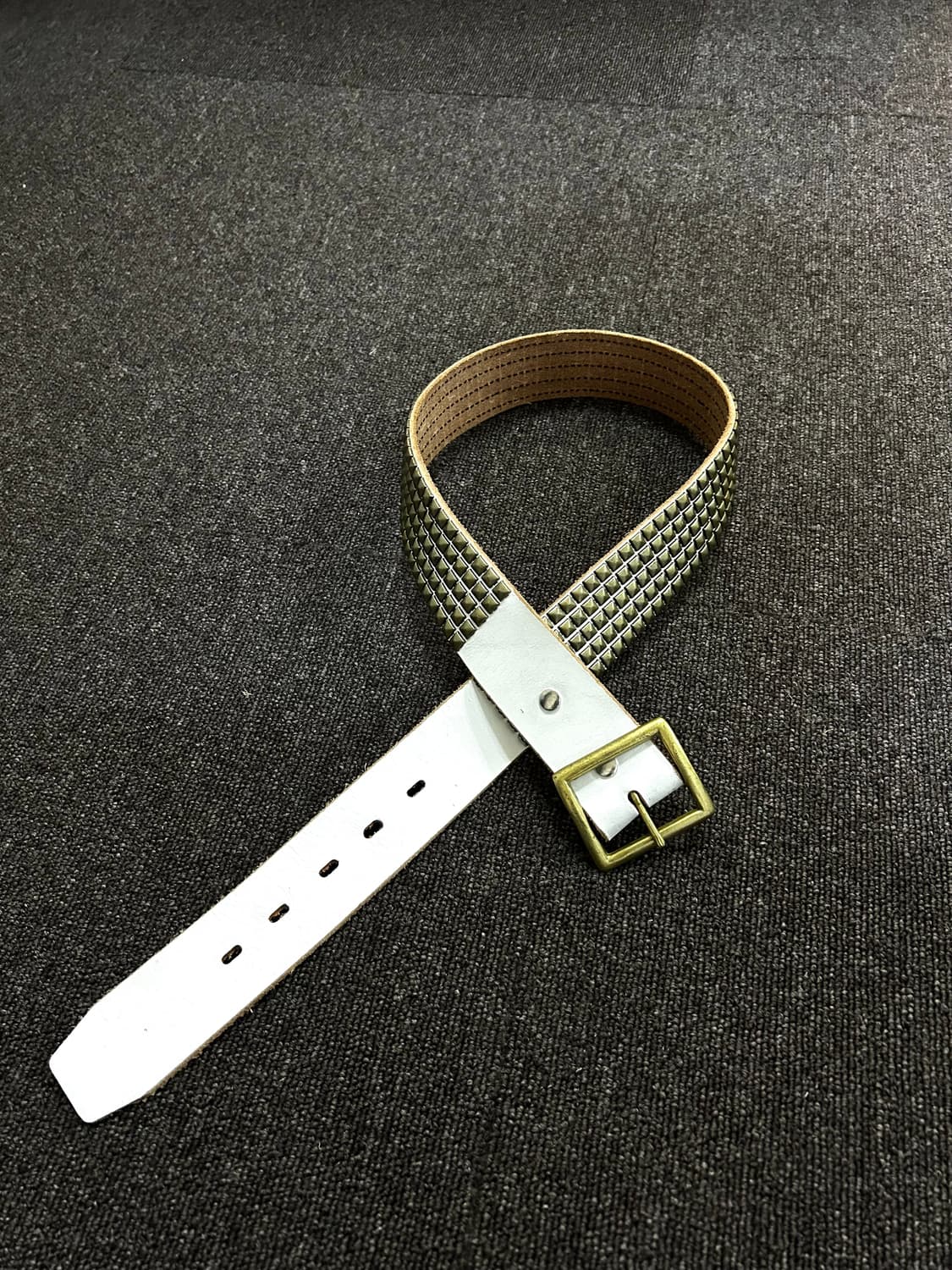 Gold Stud white Leather Belt 상품이미지2