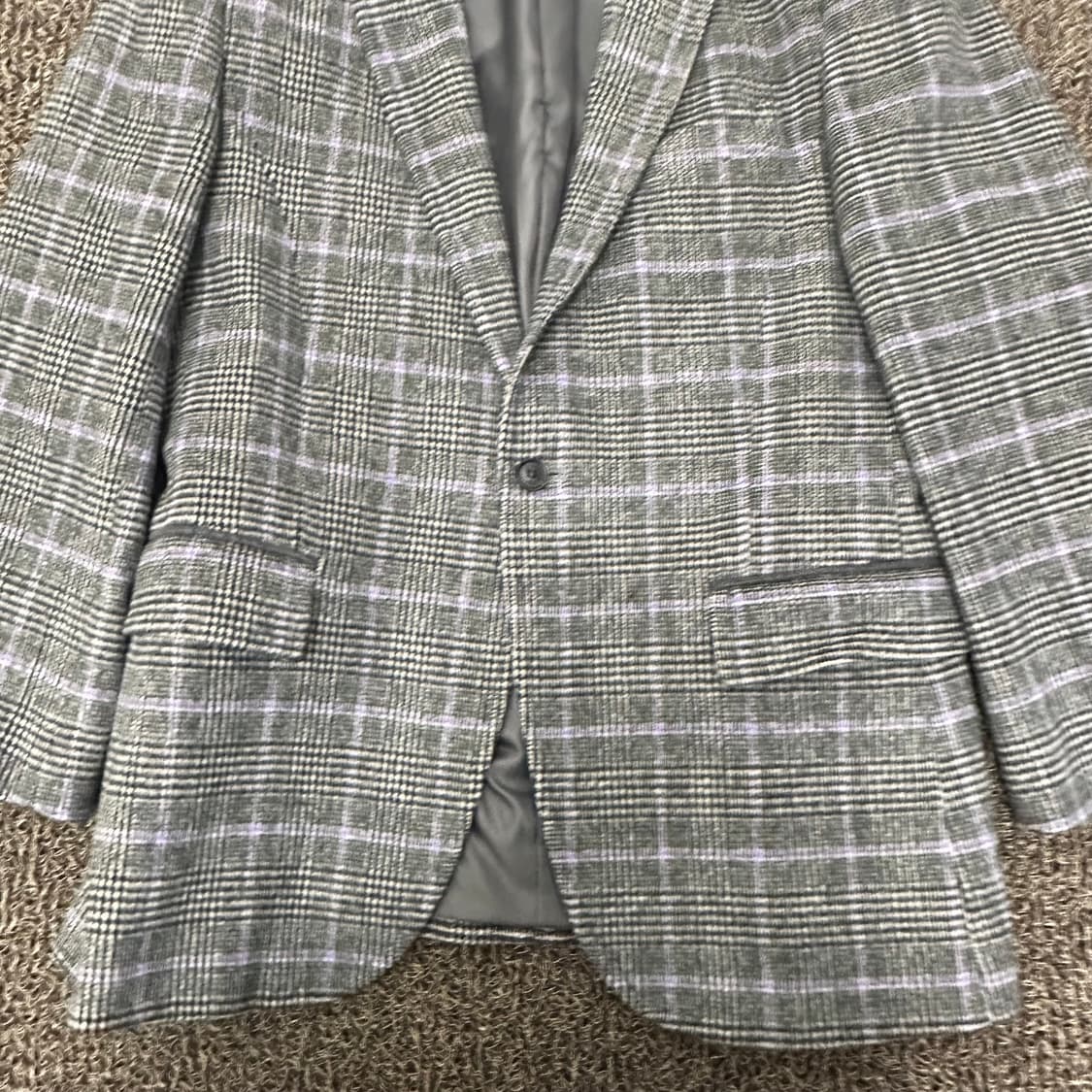 INTERMEZZO 인터메조 체크 블레이저 울 양가죽 정장 자켓 L 상품이미지3