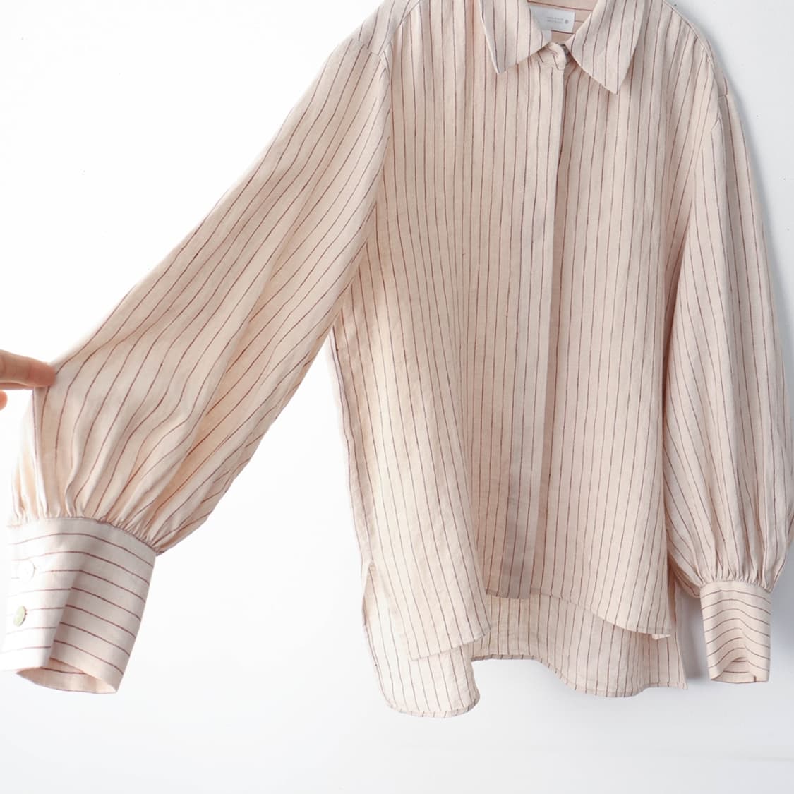 66/자라 린넨100 스트라이프 셔츠 상품이미지5