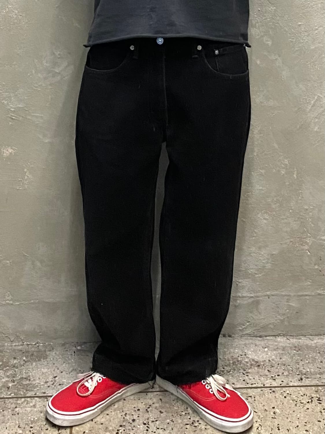 [32-33] Levi's 505 리바이스 흑청 컷오프 크롭 데님팬츠 상품이미지8