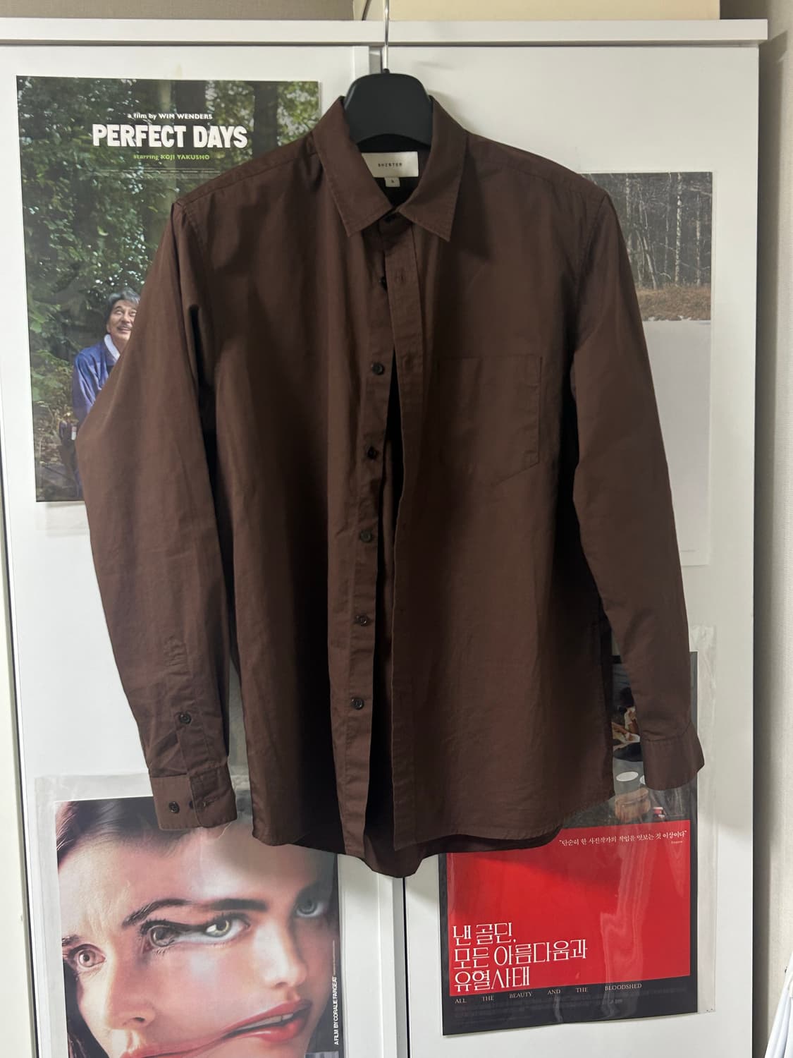 셔터 washed standard shirt brown 상품이미지2