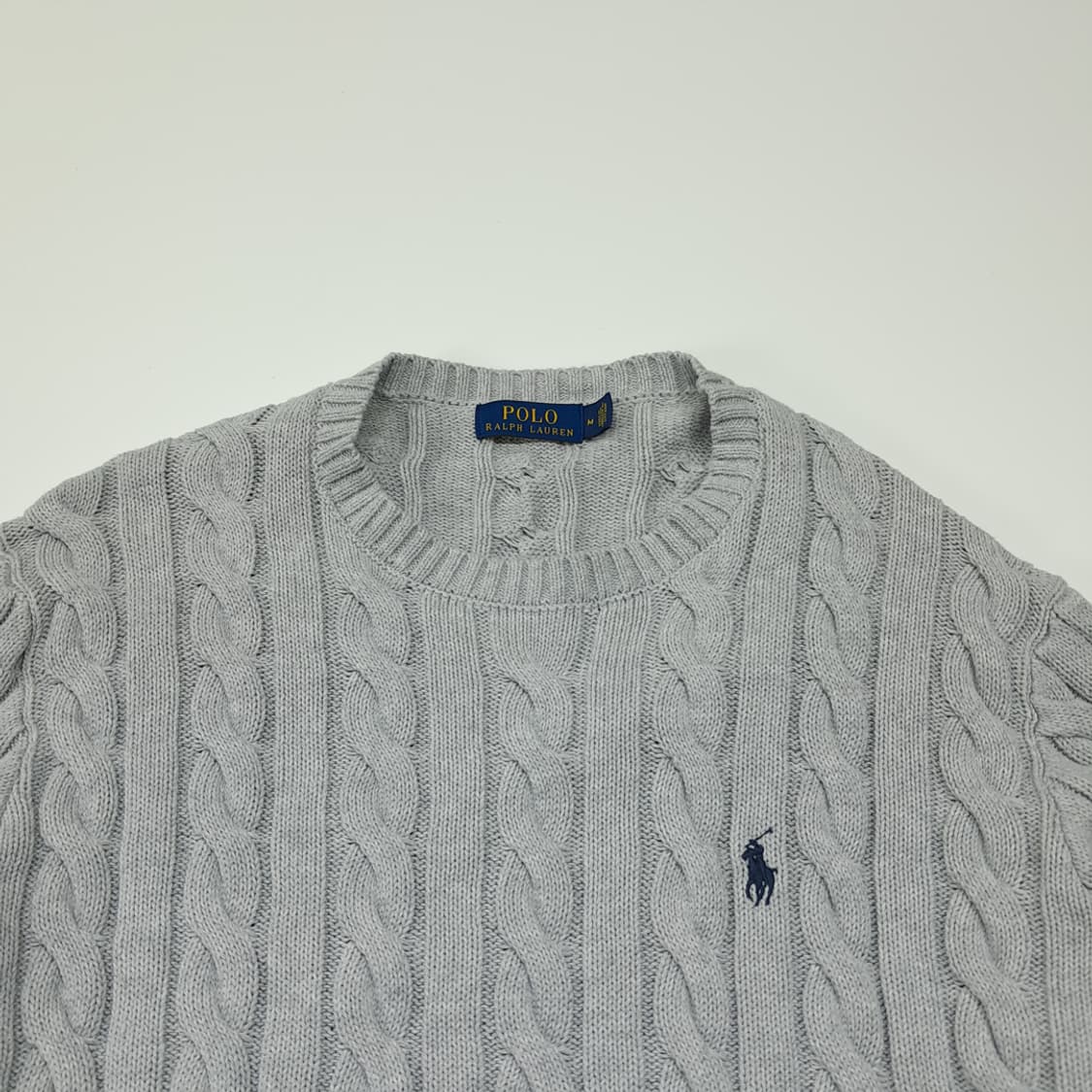CL426 M 폴로 코튼 케이블 아이스 그레이 크루넥 니트 스웨터 상품이미지2