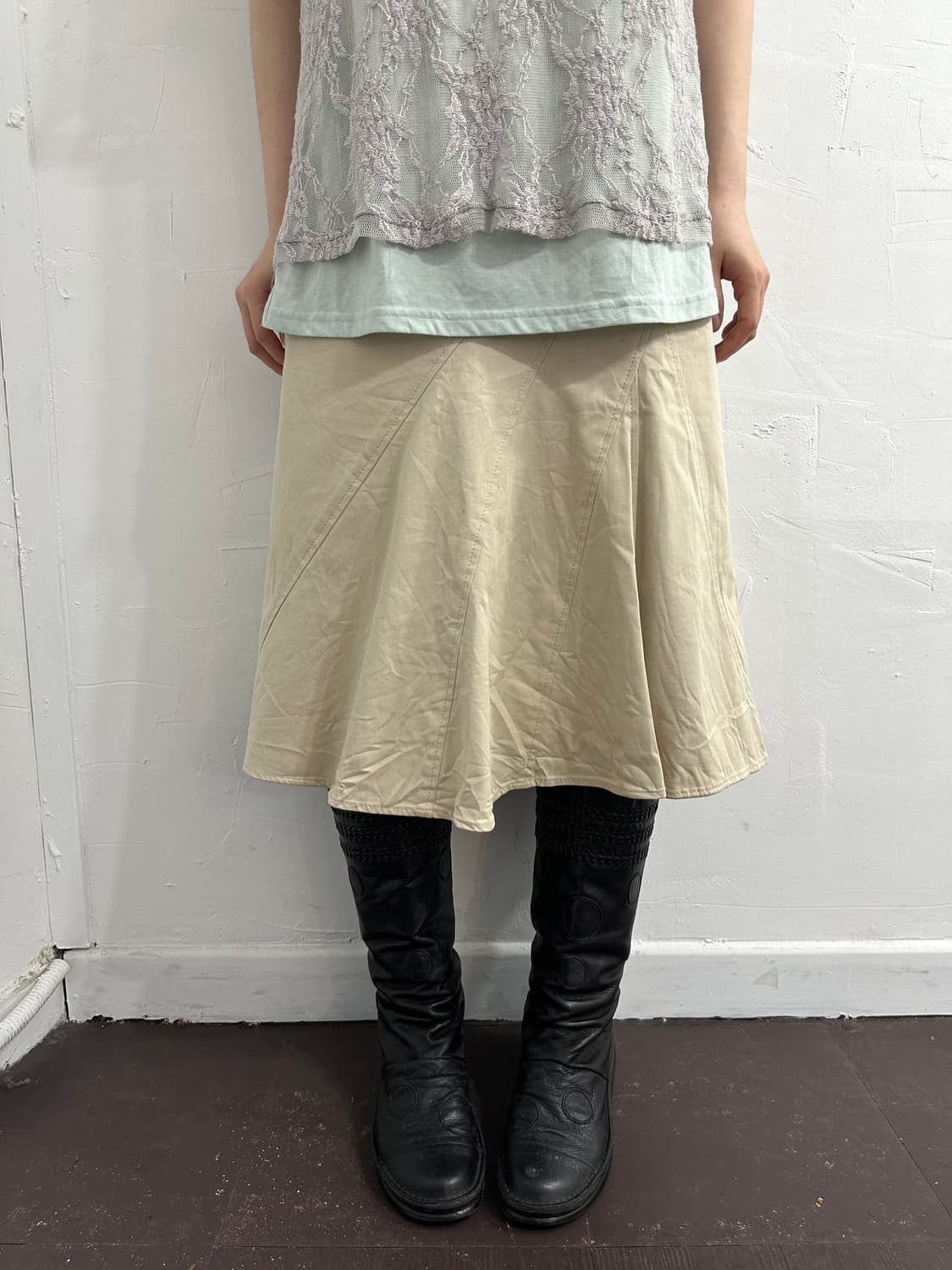 dual view beige midi skirt 상품이미지3