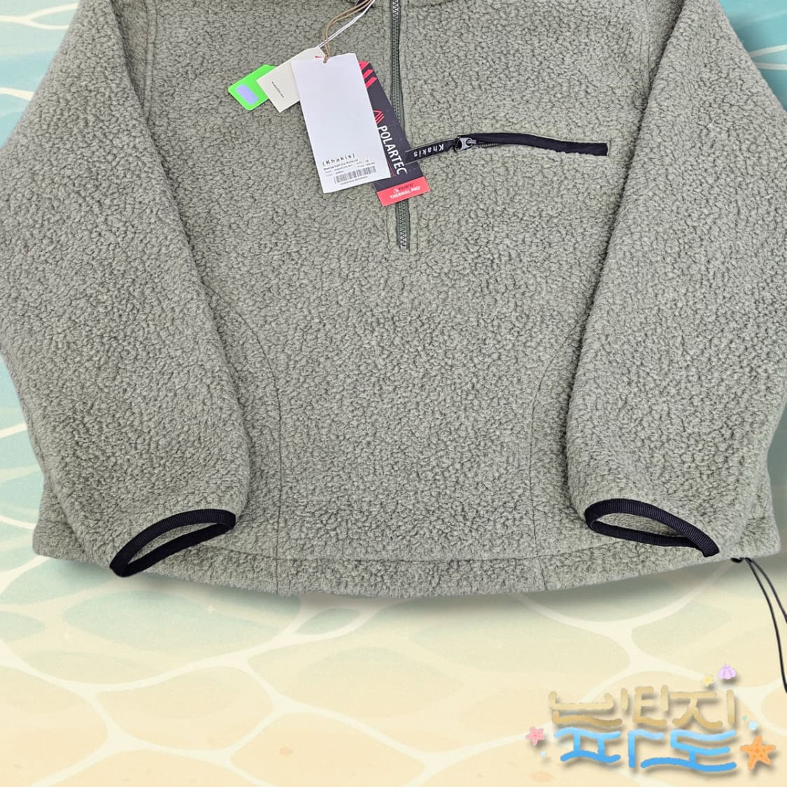 XS 새제품 Khakis 카키스 쉐르파 하프 집 풀오버 그린 상품이미지3