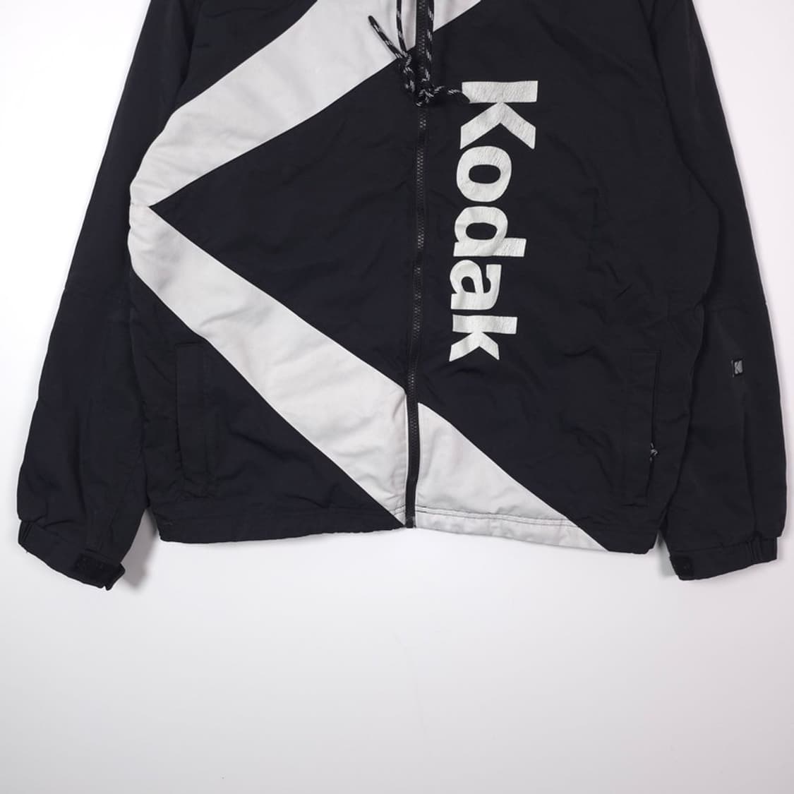Kodak 빅로고 사선 배색 패딩 점퍼 블랙 L 상품이미지4