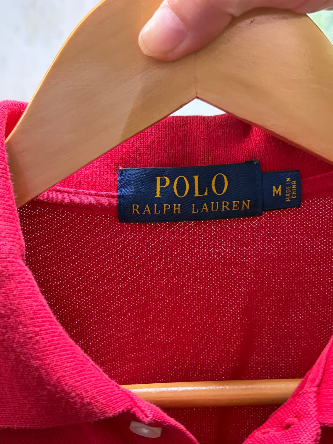 폴로 빅포니 치프키프 와펜 자수 로고 가죽패치 레드 카라 반팔 티셔츠 M 상품이미지9