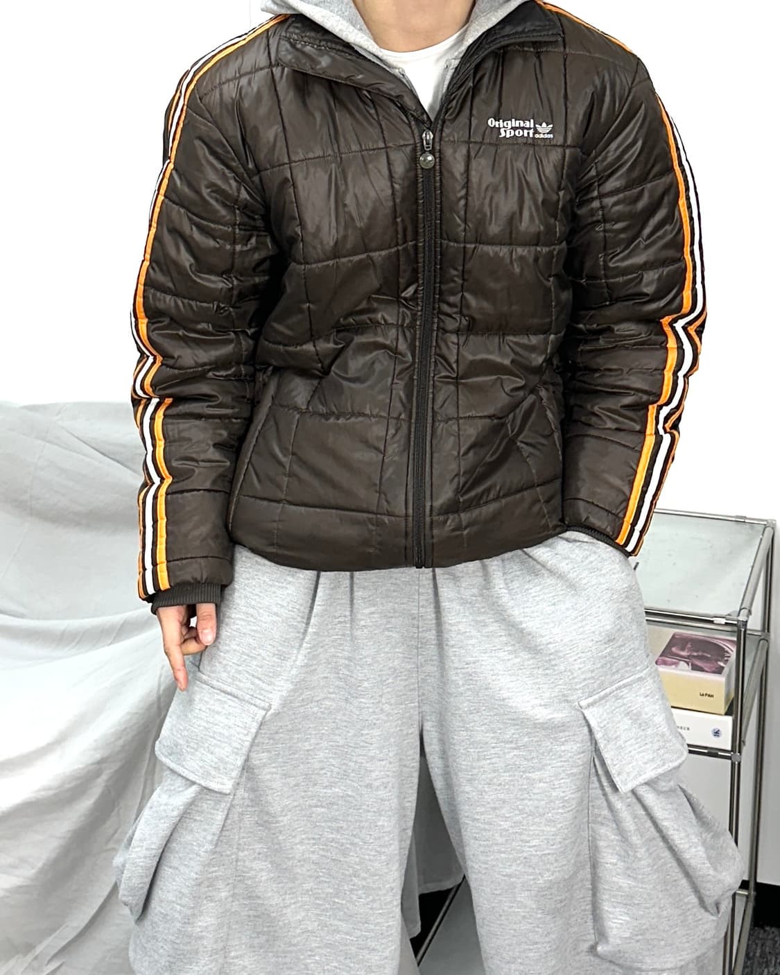 아디다스 00s 브라운 퀄팅 누빔 경량패딩 L 상품이미지2