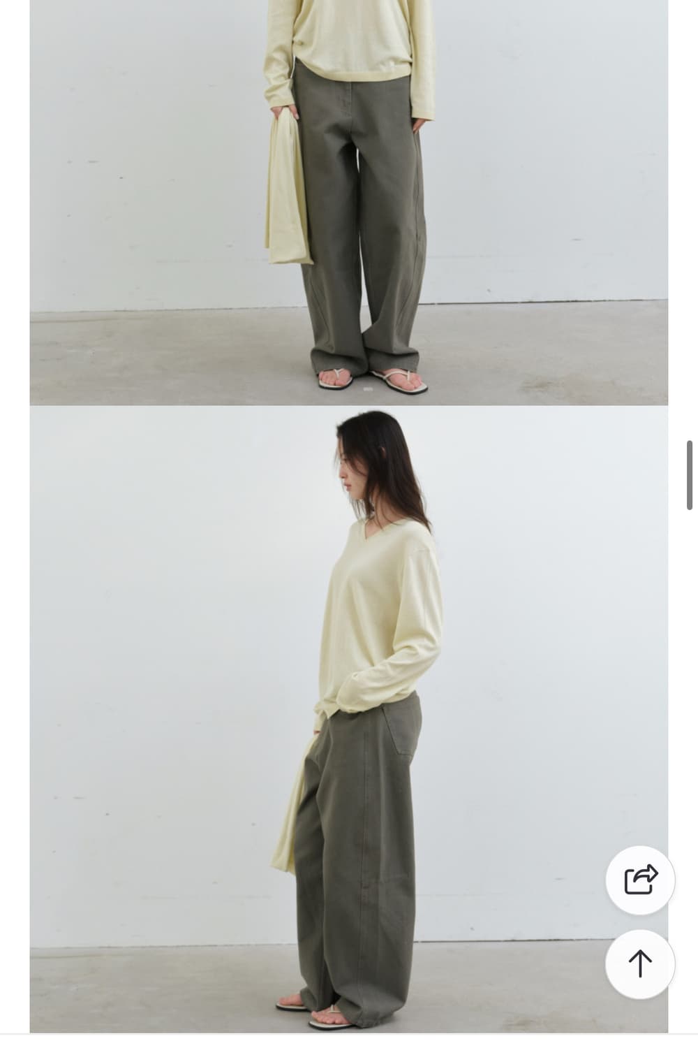 오비르 커브드 팬츠 카키M 새상품 상품이미지1