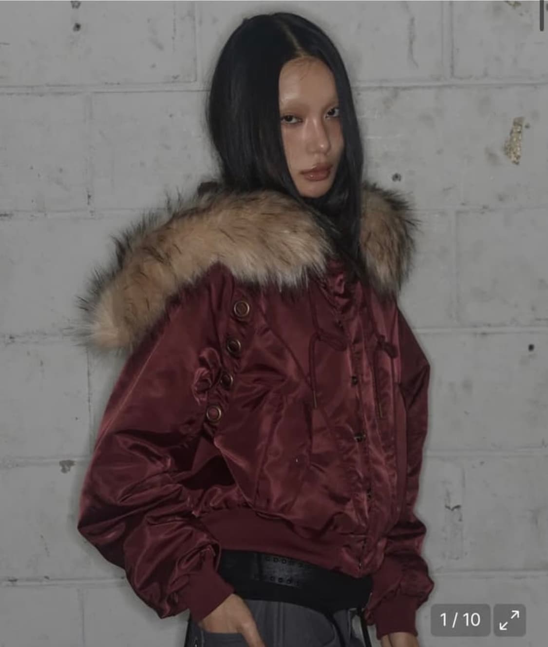 팬시클럽 아일렛 퍼 자켓 버건디 상품이미지1