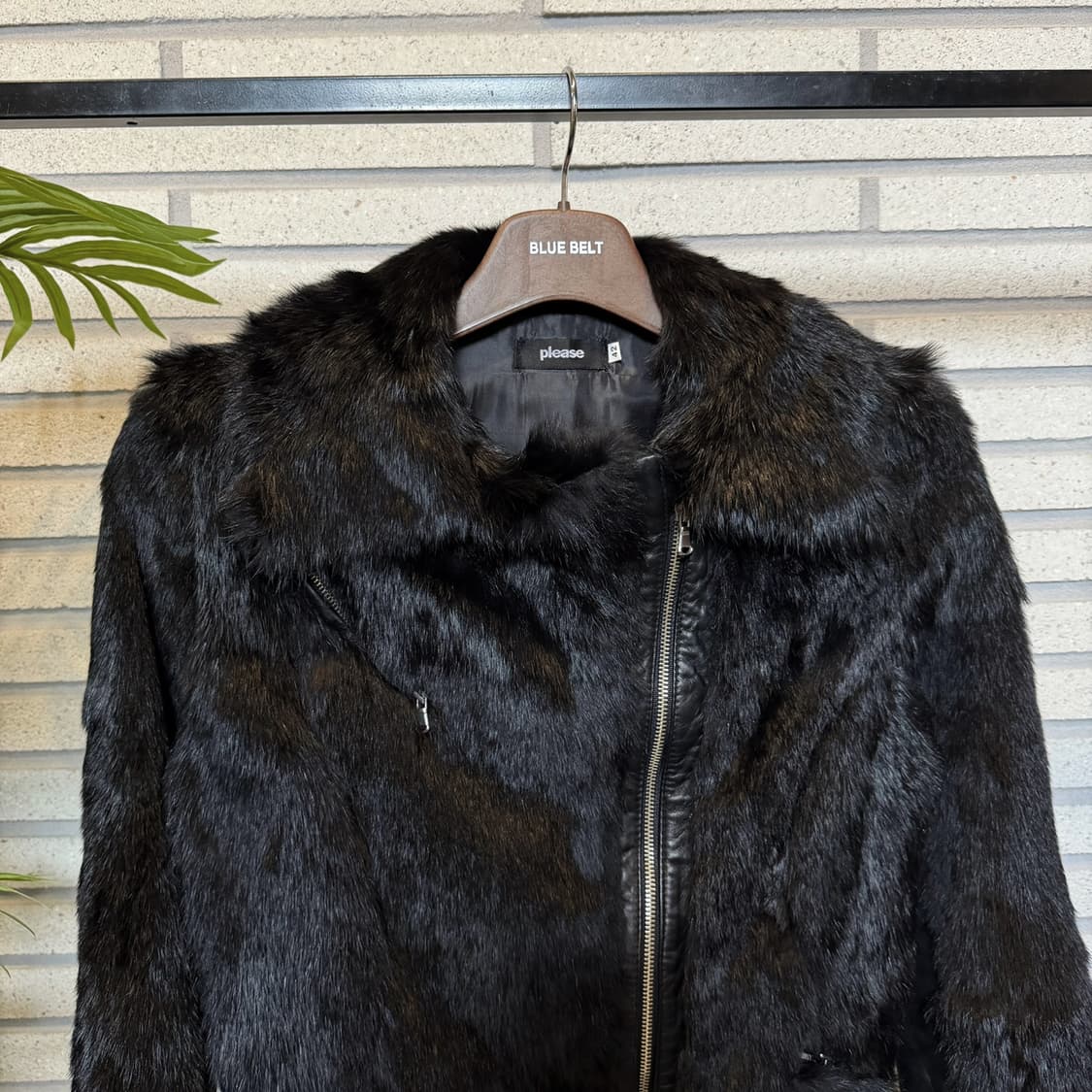 JPN VINTAGE 크롭 라이더 퍼 자켓 가죽소매 포켓지퍼 디테일 블랙 상품이미지4