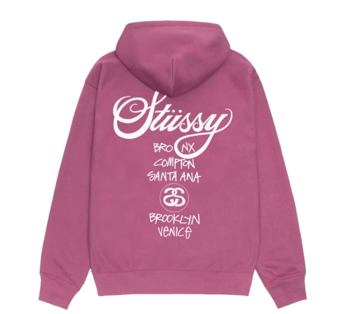 스투시 월드 투어 후드 집업 베리 상품이미지2