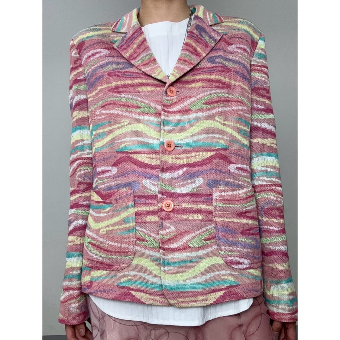 빈티지 핑크 실크 블레이저 자켓 상품이미지1