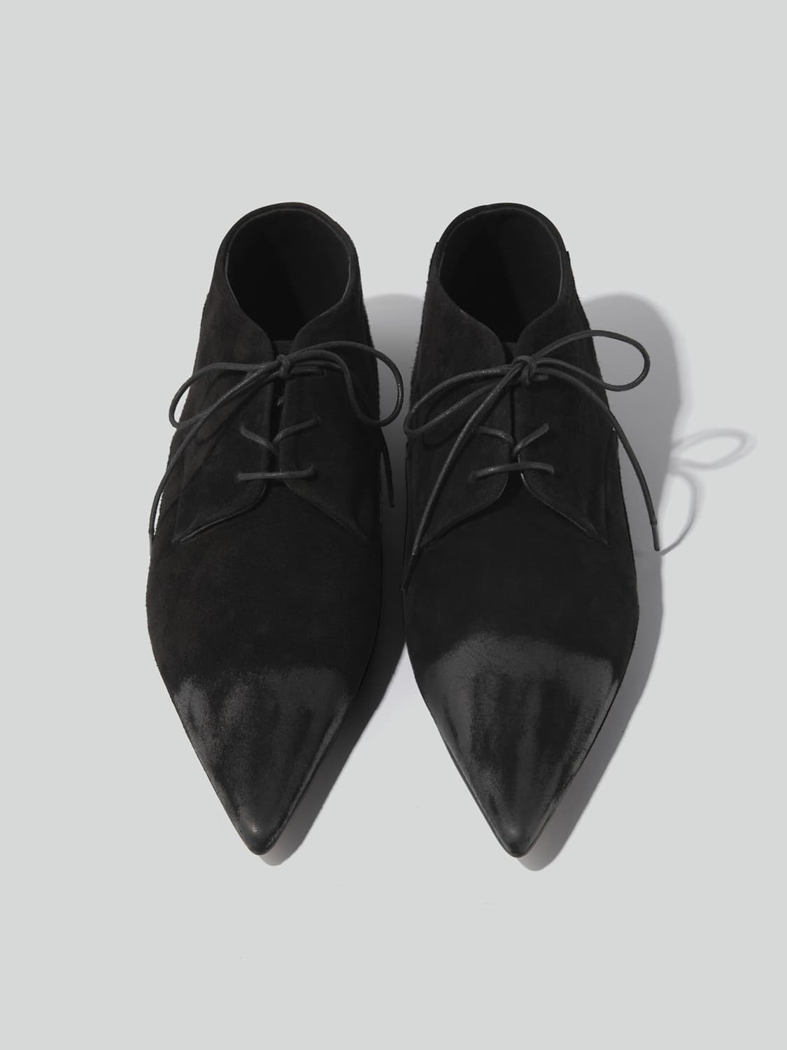 렉토 스웨이드 하이넥 포인트 토 더비 슈즈 부츠 블랙 상품이미지2