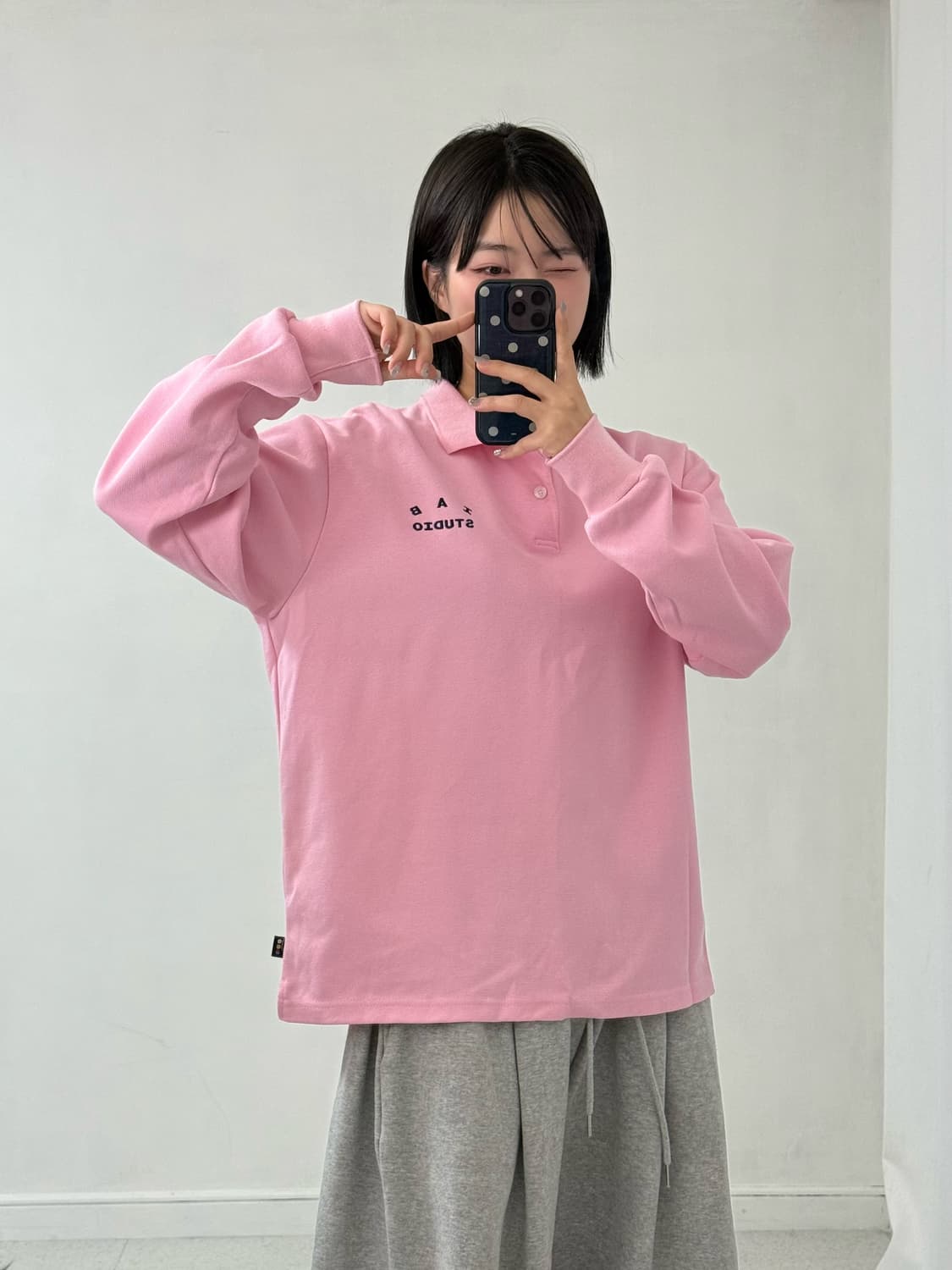 아이앱스튜디오 핑크 피케이 롱슬리브 상품이미지3