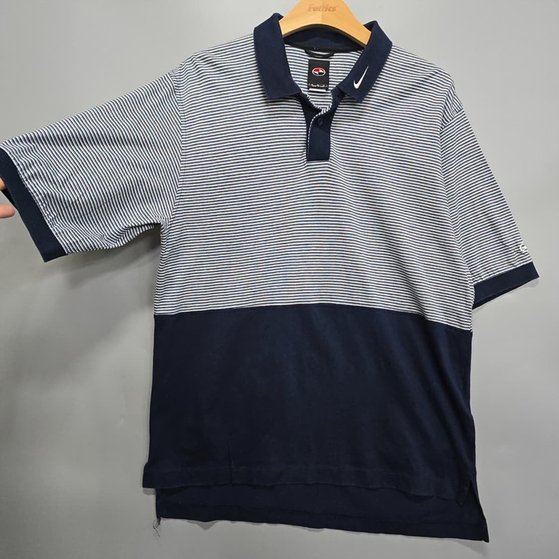 90-00s 나이키 NIKE 하프 스트라이프 반팔 카라티 100 상품이미지2