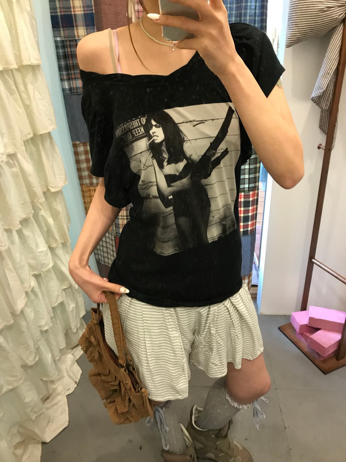 히스테릭글래머 블랙 셔링 히스걸 티셔츠 상품이미지2