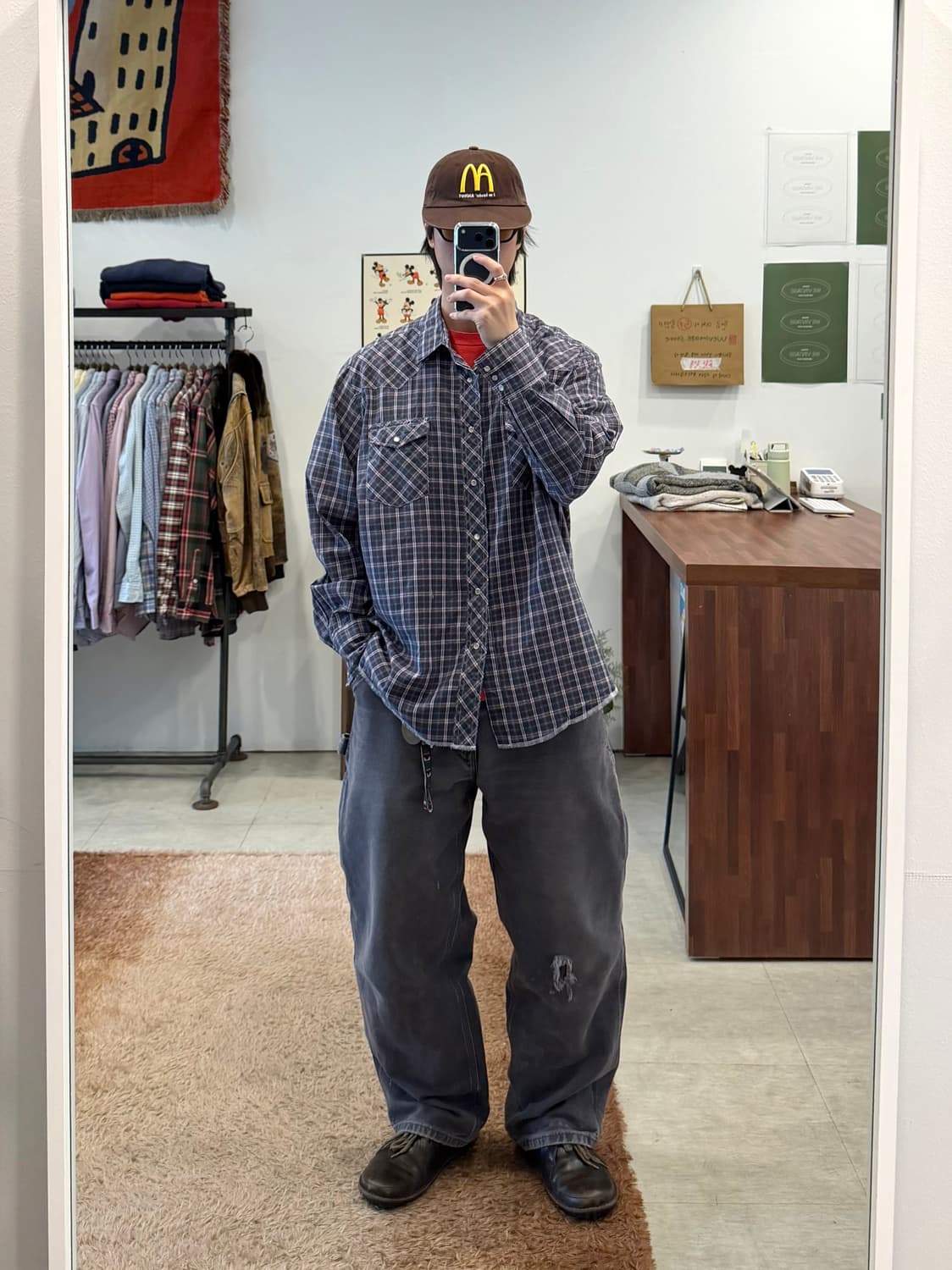 90s Wrangler 랭글러 웨스턴 체크 셔츠 상품이미지2