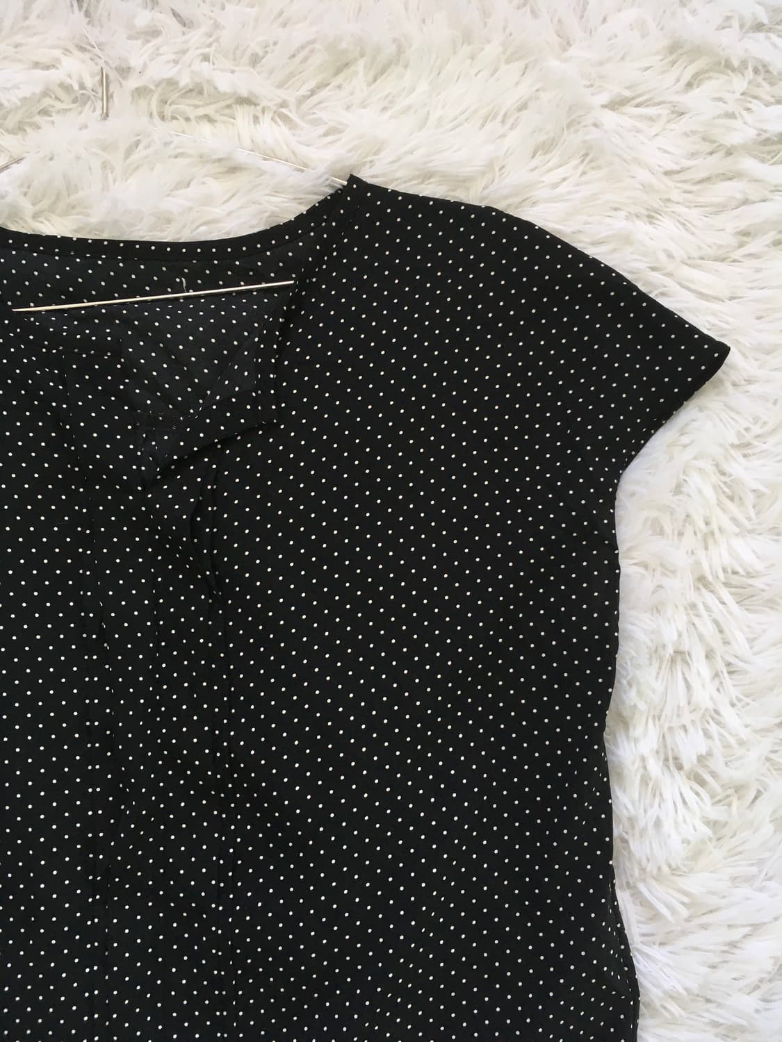 빈티지 트임넥 블랙 도트 블라우스 1039 y2k 스트릿 갸루 펑키 일본 상품이미지2