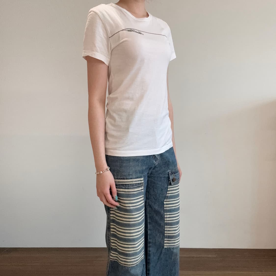 Diesel Slim Fit White Line Logo T-Shirt 상품이미지2