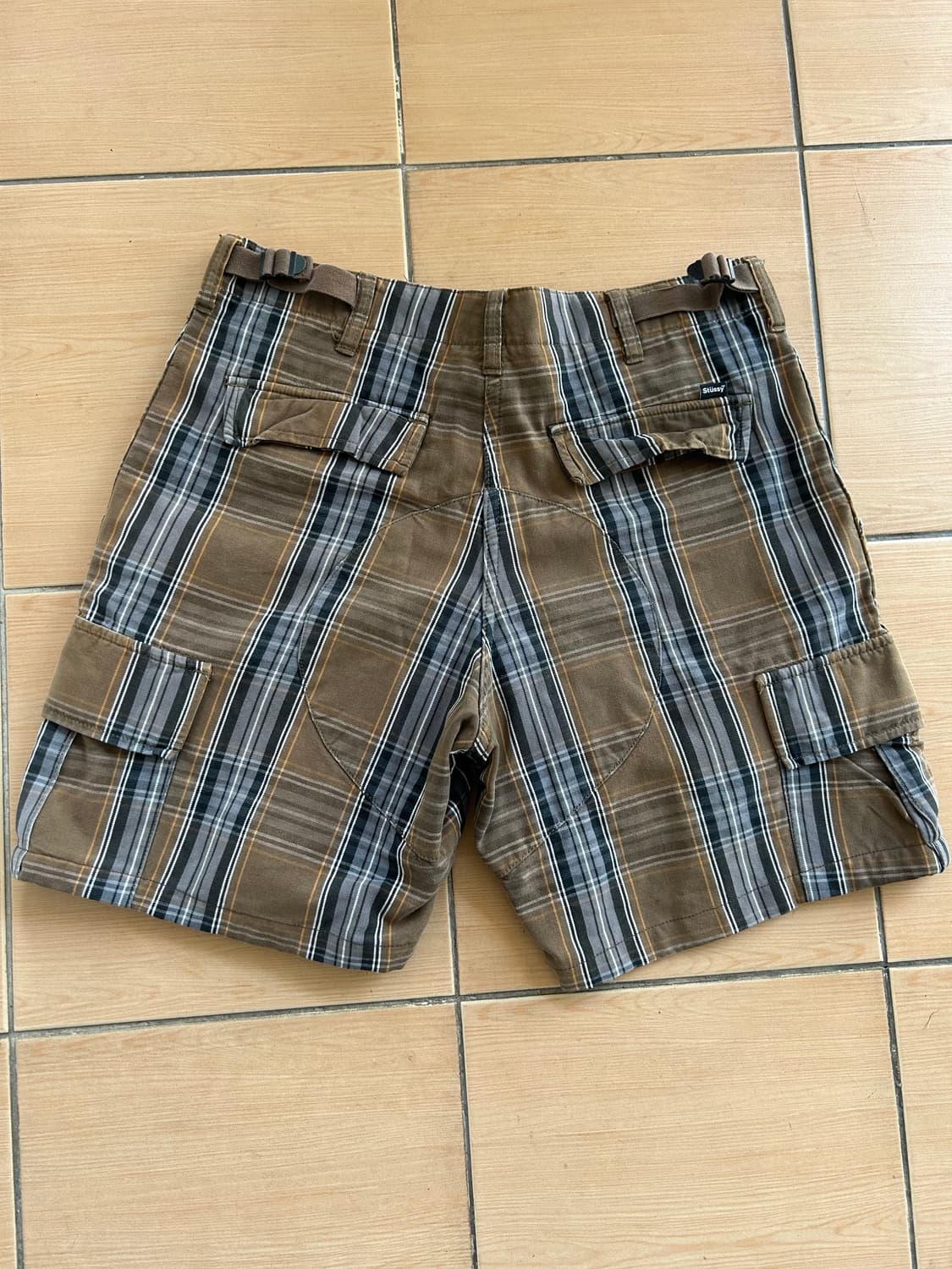 00‘s 스투시재팬 체크 카고쇼츠  상품이미지4