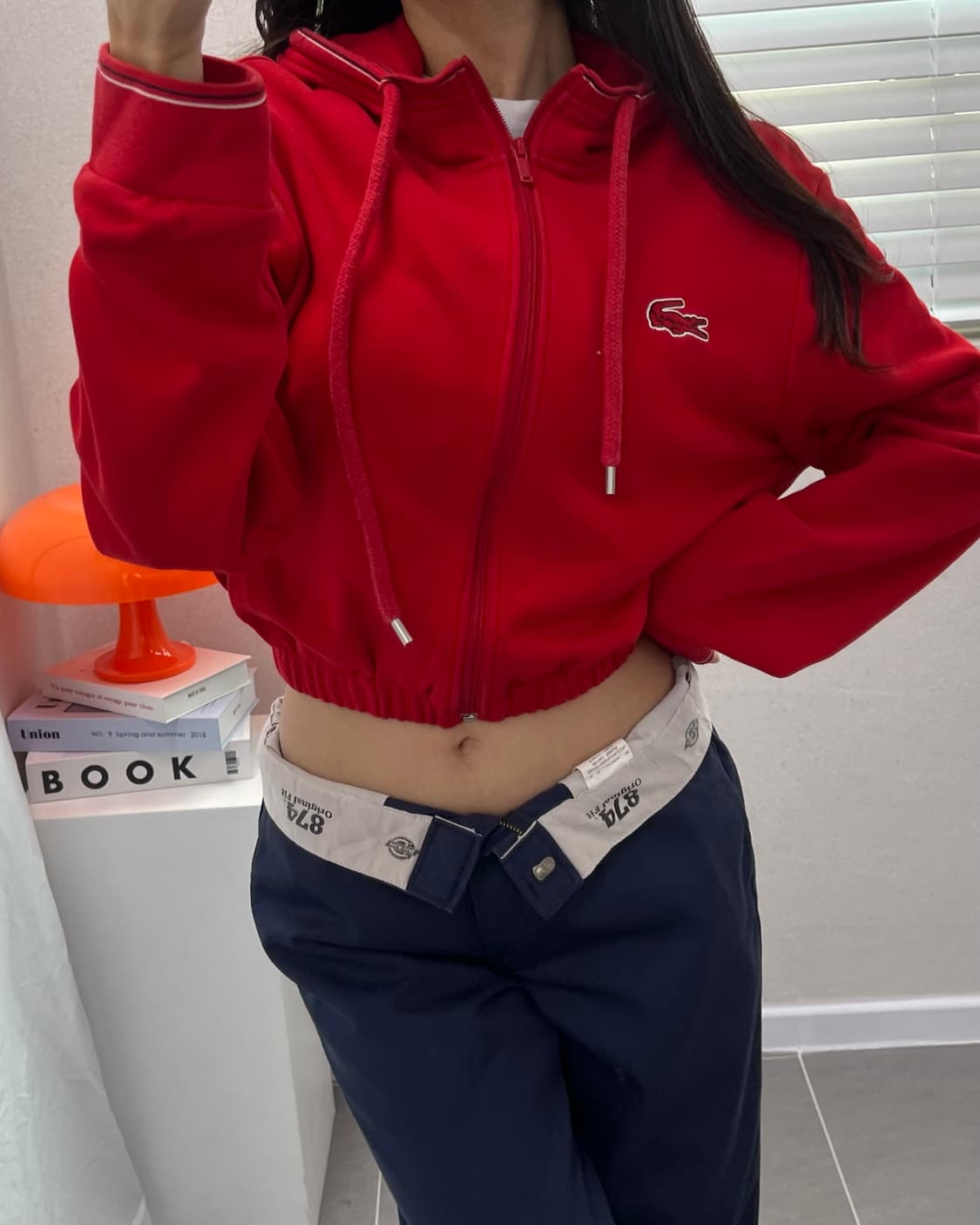 (WOMEN)라코스테 크롭 후드집업-M1445 상품이미지7