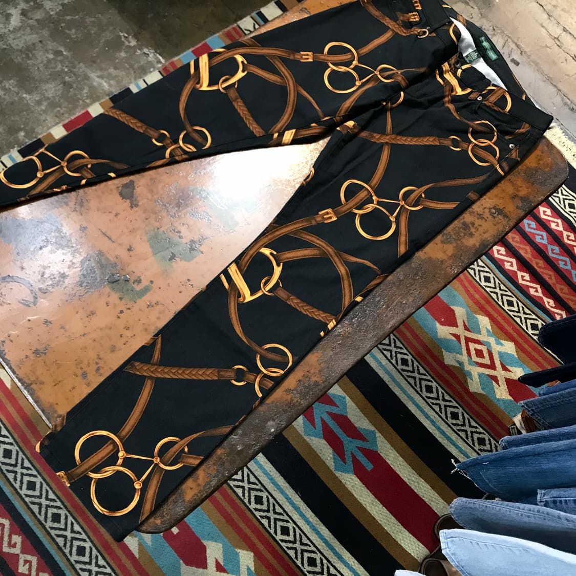 폴로랄프로렌 블랙 체인 프린팅 팬츠 허리 31 사이즈 상품이미지3