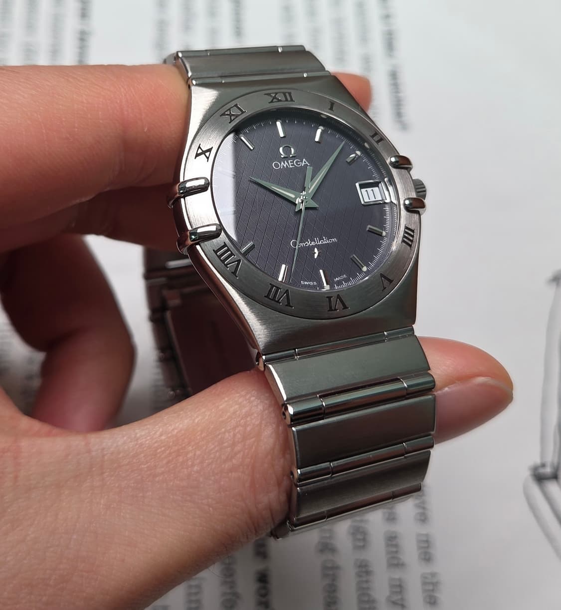 오메가 컨스틸레이션 별로고 격자 블랙판 쿼츠 브레이슬릿 ver. 상품이미지5