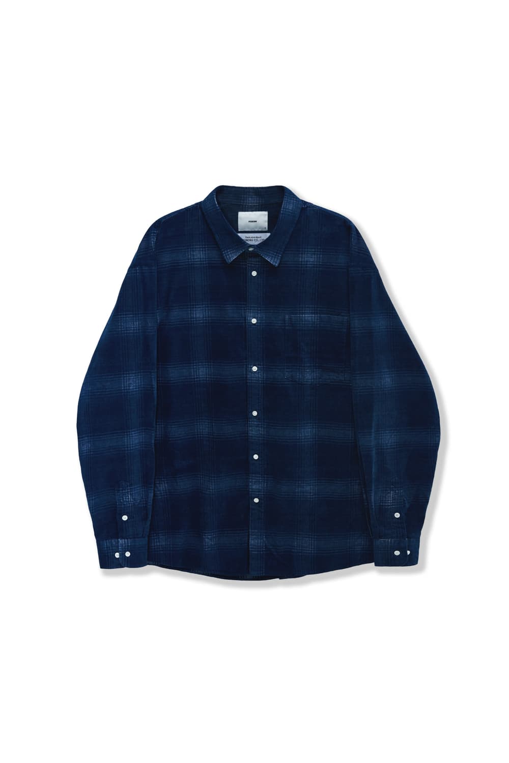 퍼렌(PERENN) 릴렉스드 코듀로이 체크 블루 셔츠 상품이미지3