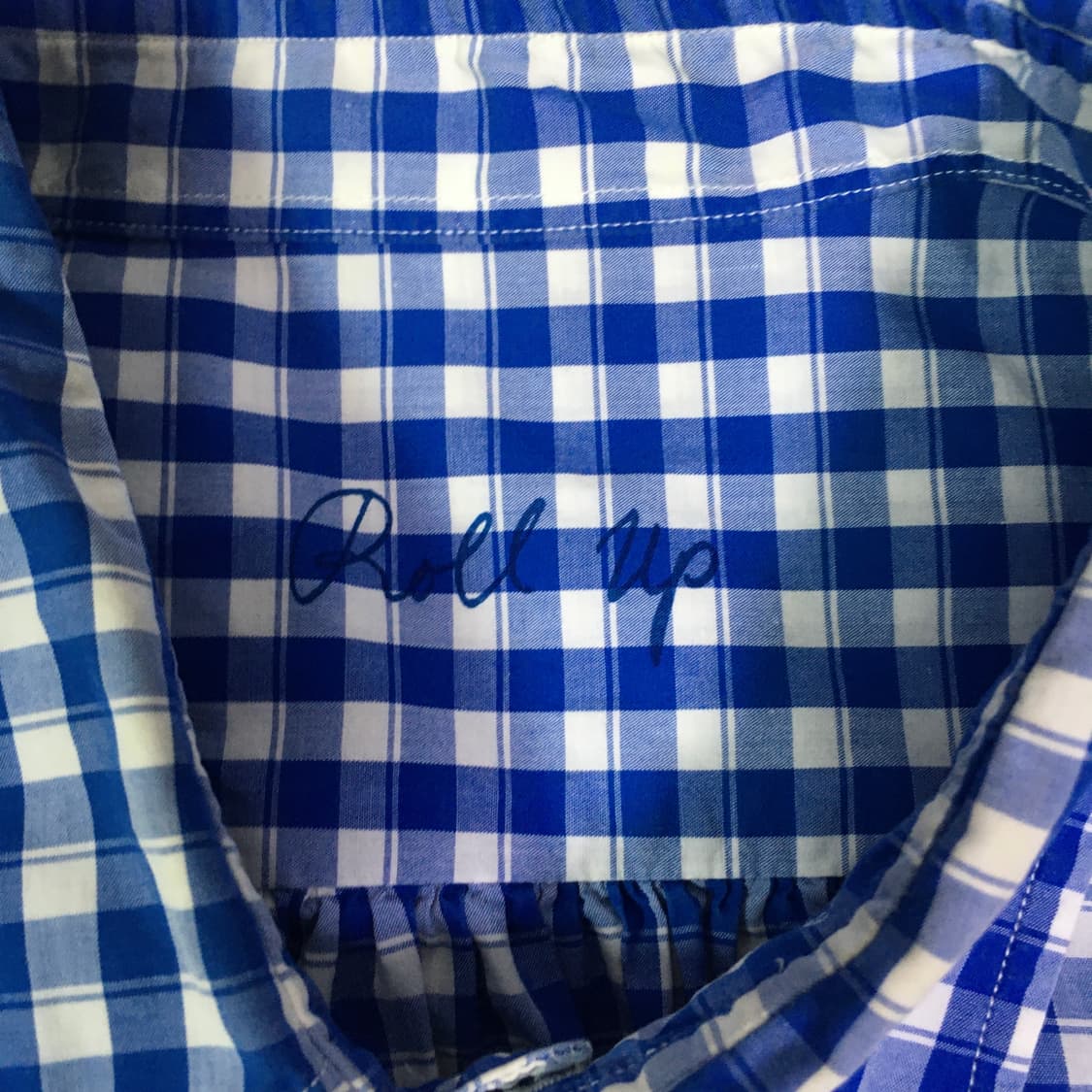 포터클래식 롤업셔츠 블루 깅엄체크 L사이즈 상품이미지2