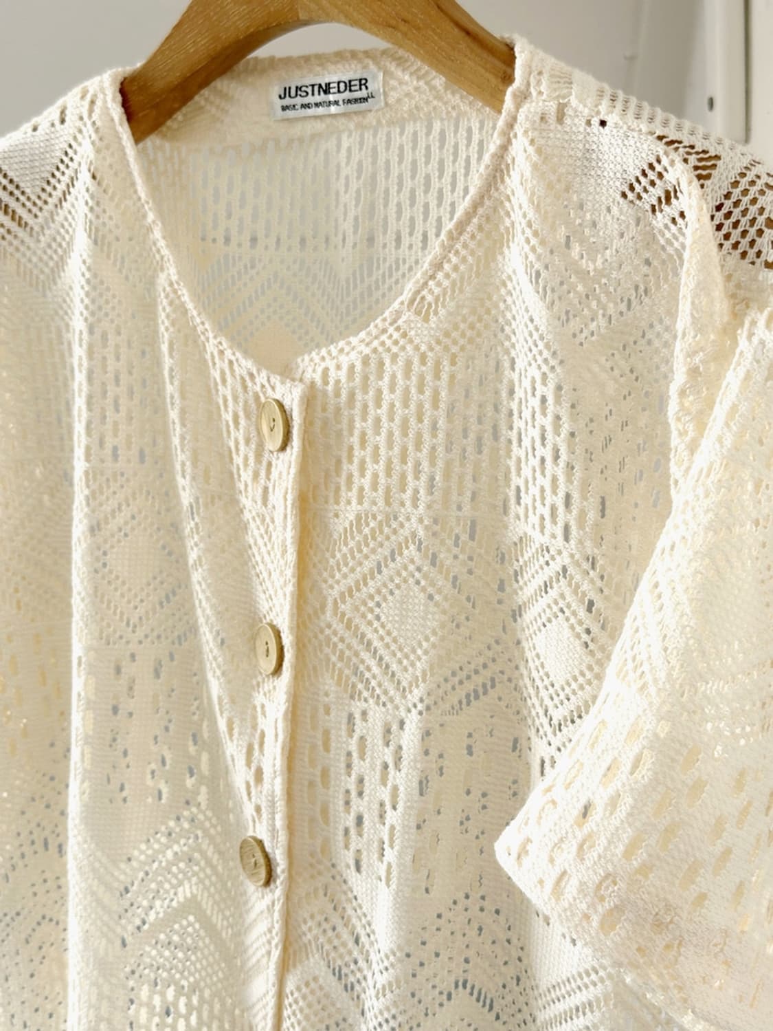 Cotton blend punch knit button top 상품이미지2