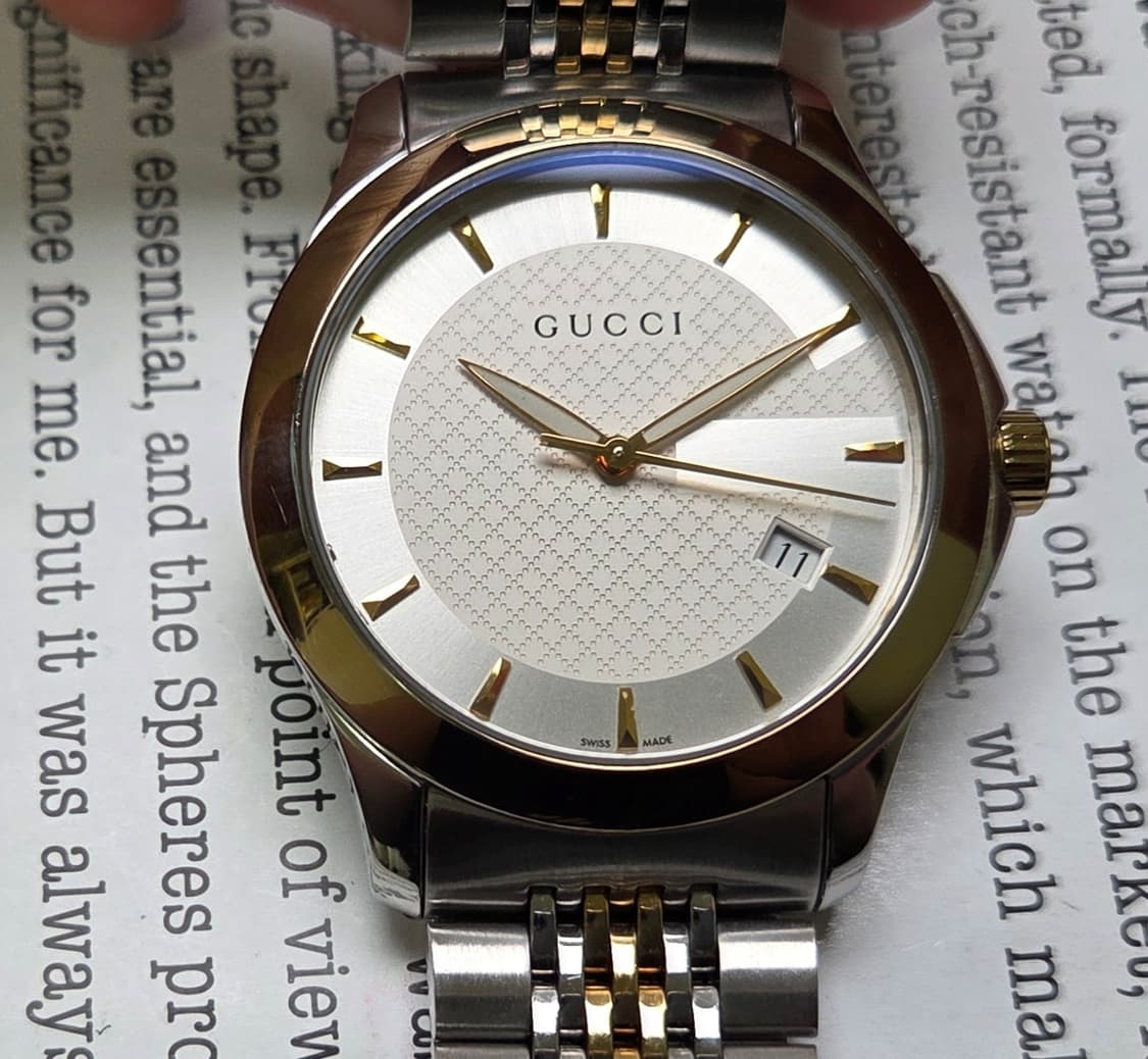 구찌 G타임리스 126.4 콤비 쿼츠 드레스워치 남성용 브레이슬릿 ver 상품이미지1