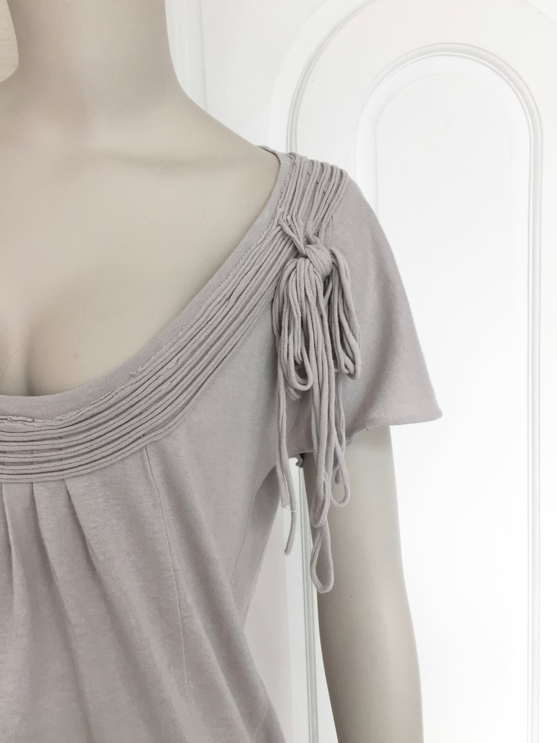 Vintage Crochet Detail Grey Blue Top 상품이미지6