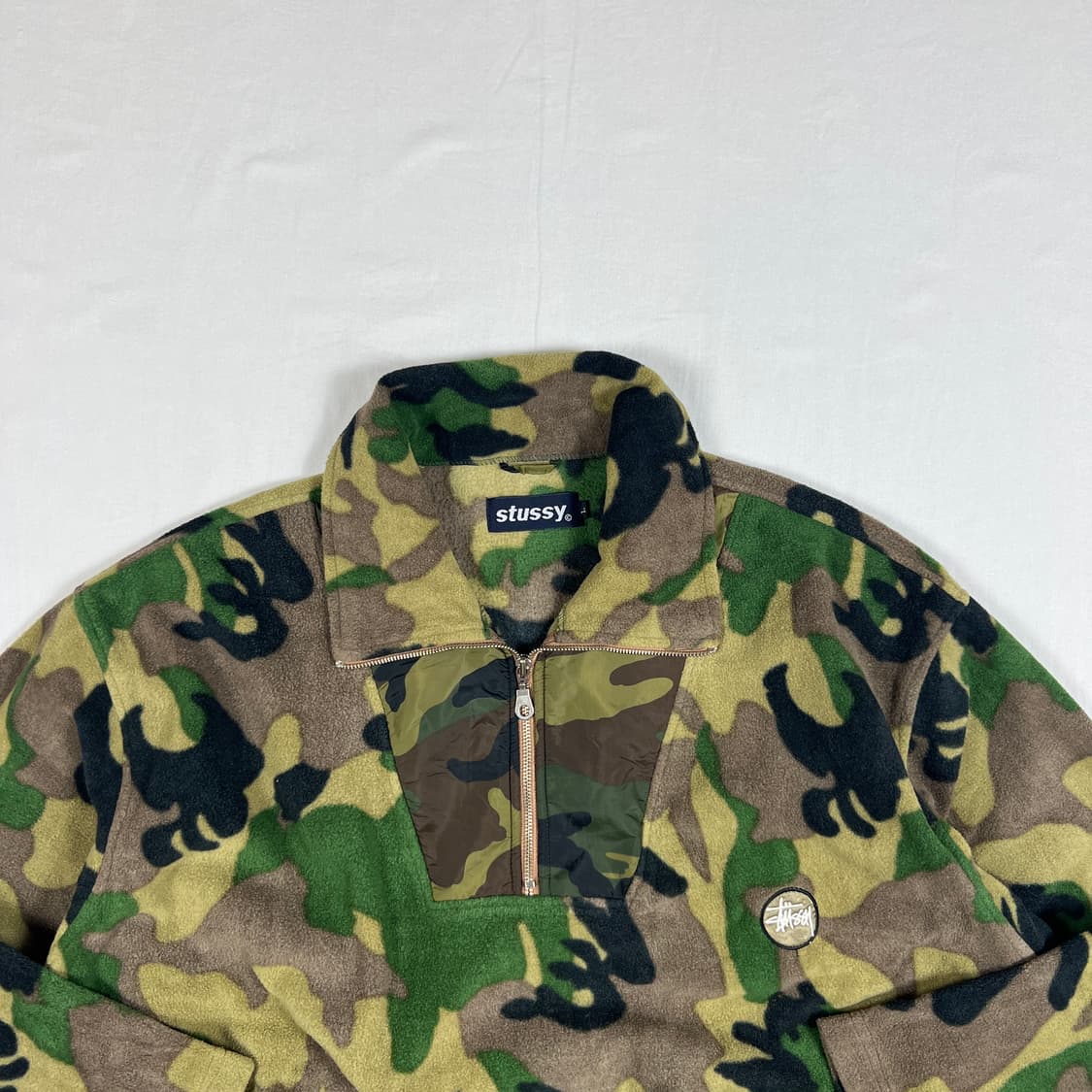 90‘s 스투시 stussy 로고 카모플라쥬 풀오버 플리스 자켓 상품이미지2