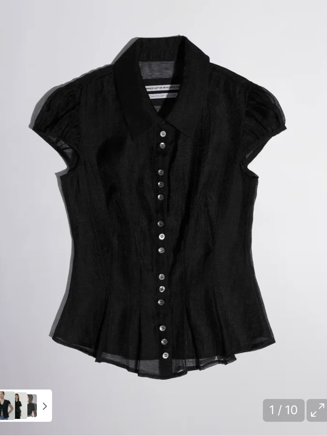 스컬프터Sheer Pleated Hem Blouse쉬어블라우스 상품이미지1