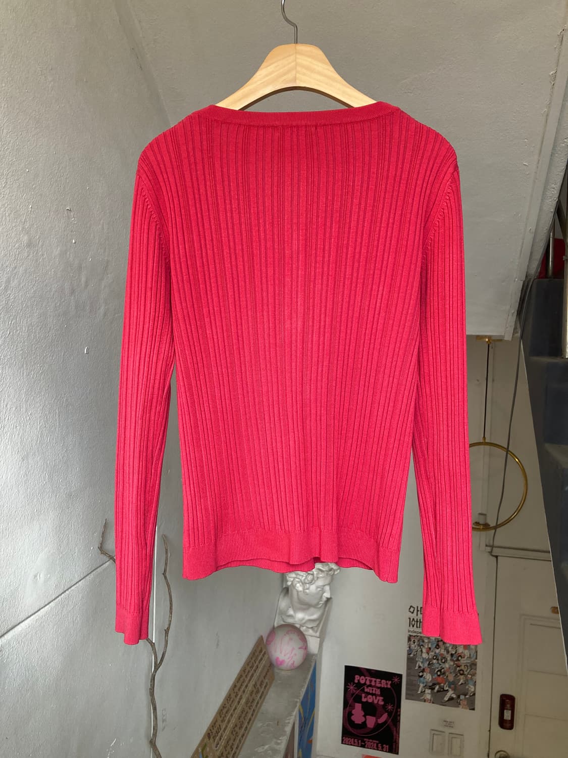 브이넥 버튼 골지 니트 상품이미지5