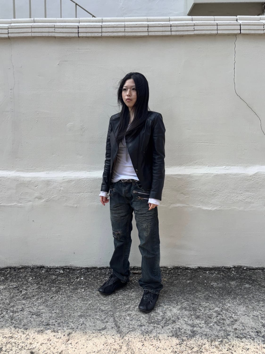 Multi zipper leather biker jacket 상품이미지1