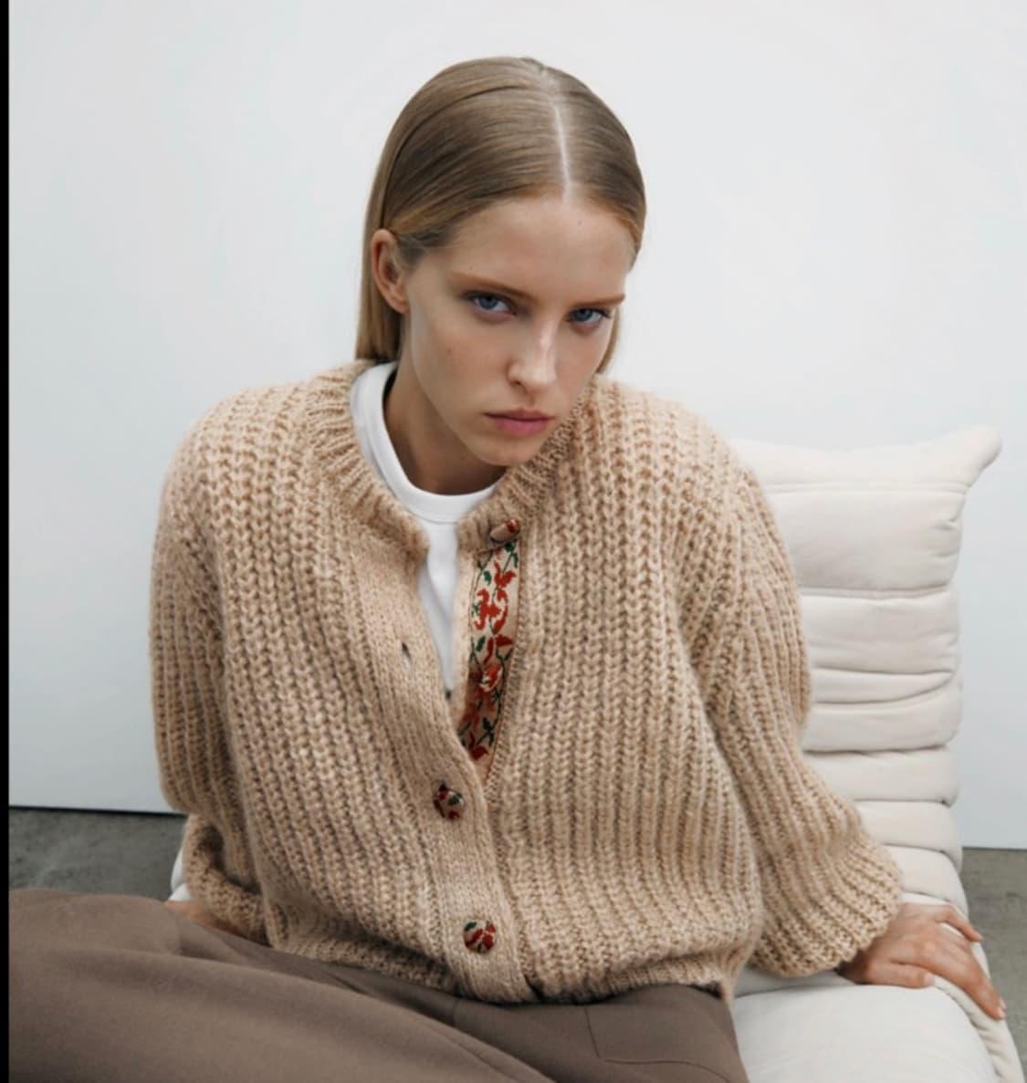 M) ZARA 자라 루즈핏 니트 스웨터 가디건 상품이미지1