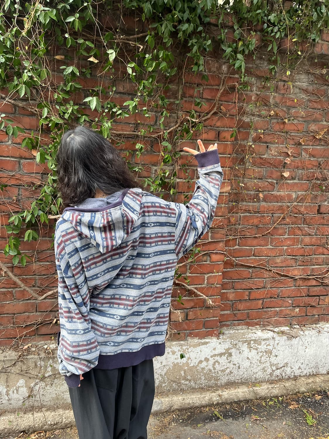 블루 히피 패턴 더플 후드 집업 상품이미지9