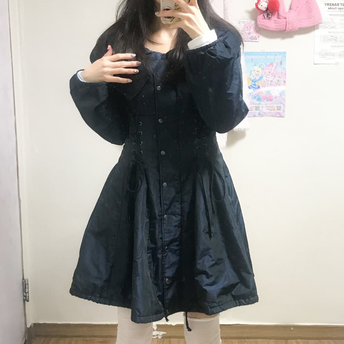 빈티지 코르셋 리본 코트 점퍼 히메갸루 로걀 라떼 공겜여주 엑시즈팜깔 상품이미지2