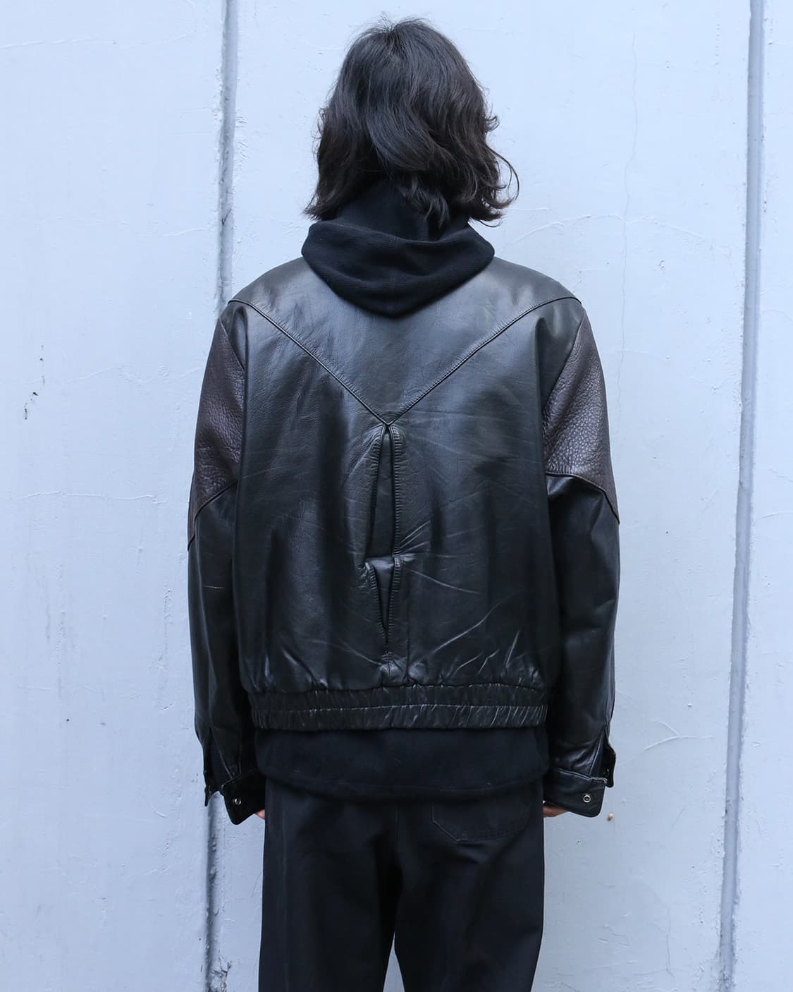 빈티지 블랙 레더 봄버 자켓 상품이미지4